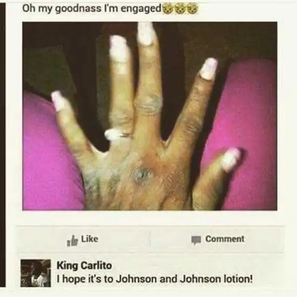 Photo: This Lady Shared Photo Of Her Engaged Finger Online, See The Response She Got(